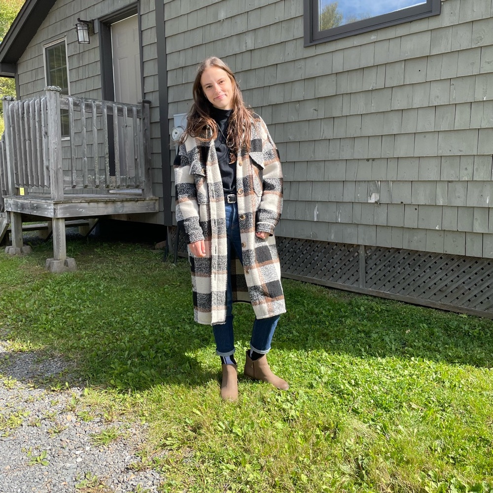 Plaid long jacket